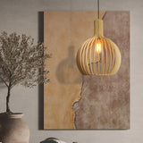 Oryza | Pendelleuchte, Holz Aluminium, Warmweißes LED-Licht