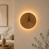 HoutGlow | Wandleuchte, Eiche LED, Rundes Design, Warmes Licht